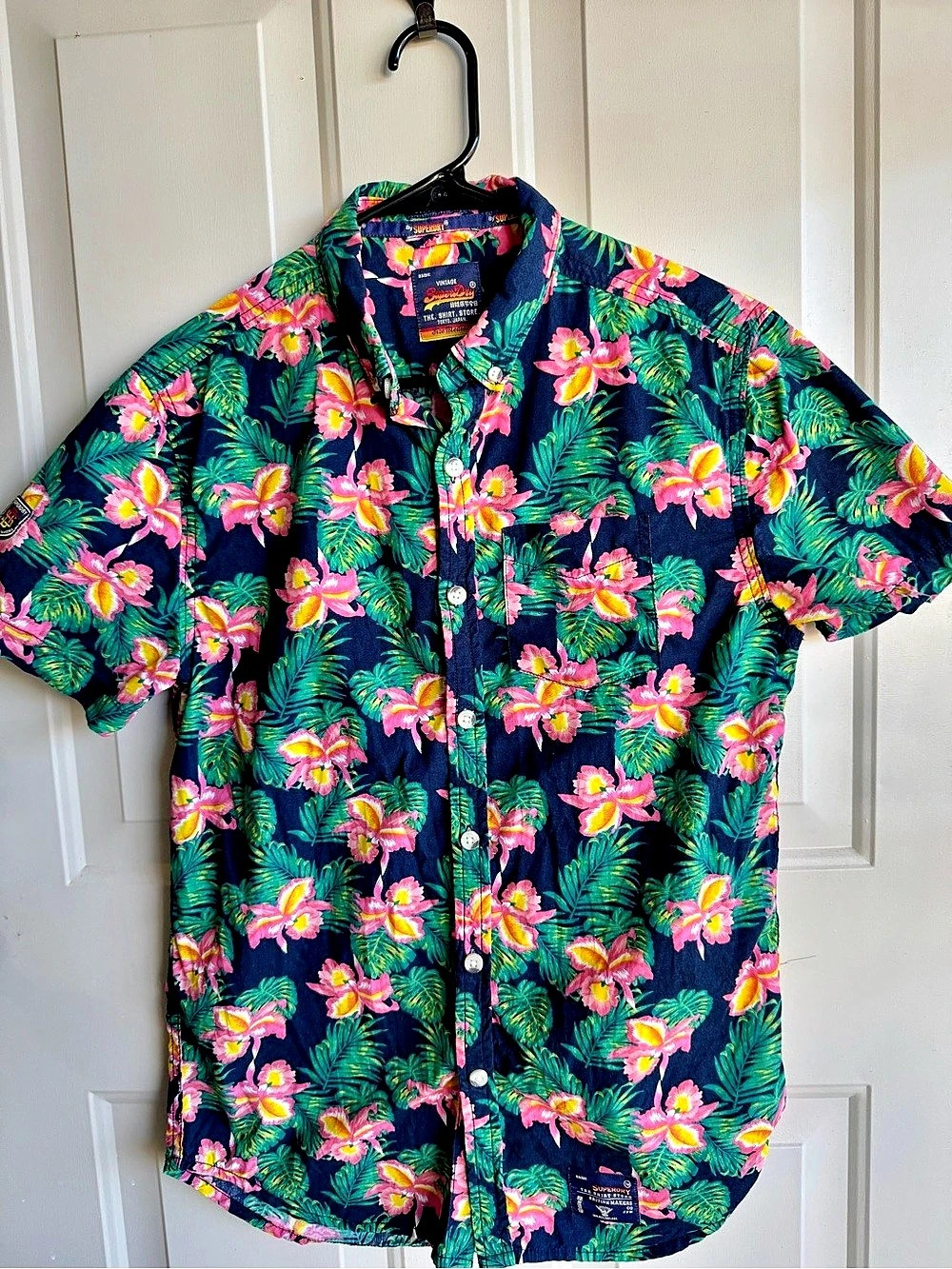 Superdry Tropical Floral Hawaiian Button Up Shirt Men’s M